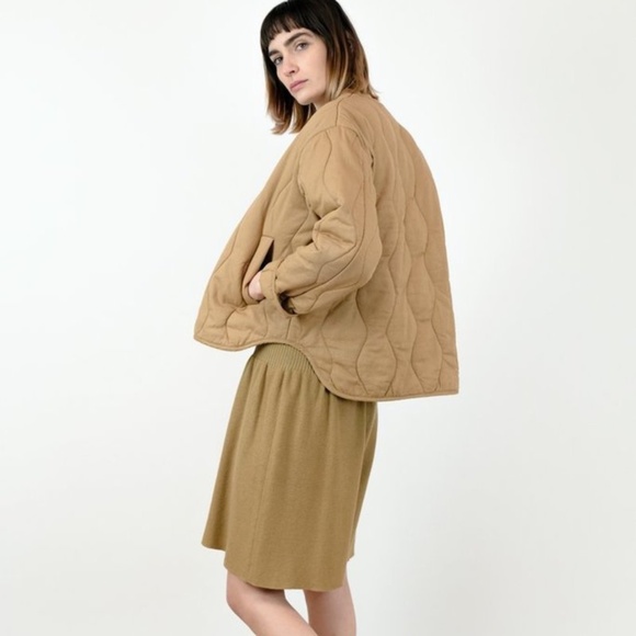 MICAELA GREG The Dune Quilted Jacket in Bronze High Low Hem Coat SS 2020 Size S - Picture 1 of 16